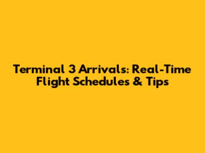 Terminal 3 Arrivals: Real-Time Flight Schedules & Tips