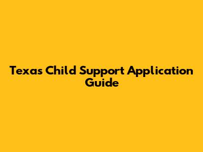 Texas Child Support Application Guide