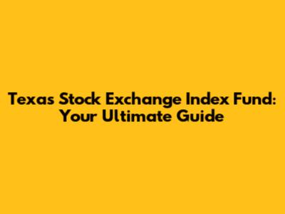 Texas Stock Exchange Index Fund: Your Ultimate Guide