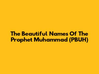 The Beautiful Names Of The Prophet Muhammad (PBUH)