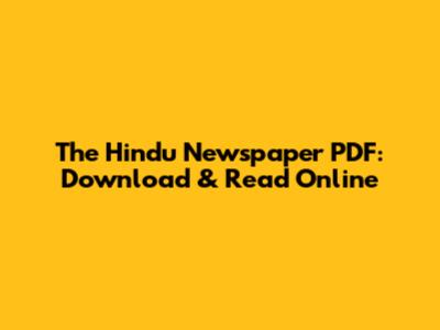 The Hindu Newspaper PDF: Download & Read Online