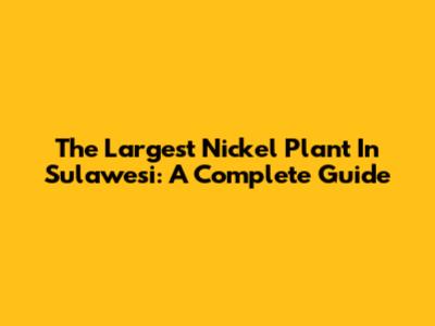 The Largest Nickel Plant In Sulawesi: A Complete Guide