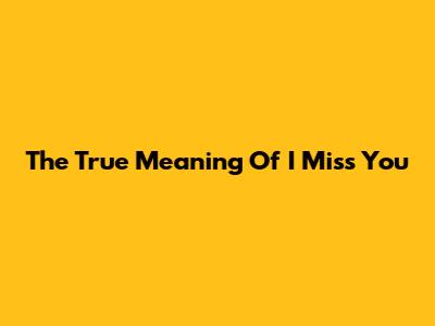 The True Meaning Of 'I Miss You'
