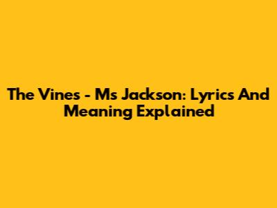 The Vines - Ms Jackson: Lyrics And Meaning Explained