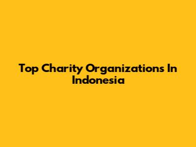 Top Charity Organizations In Indonesia