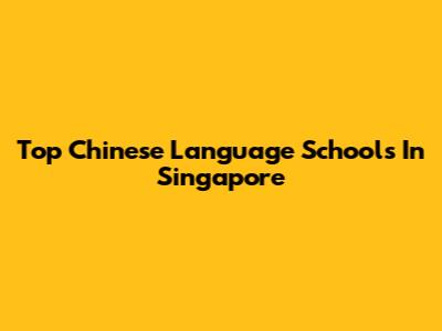 Top Chinese Language Schools In Singapore
