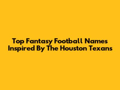 Top Fantasy Football Names Inspired By The Houston Texans