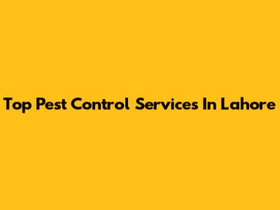 Top Pest Control Services In Lahore