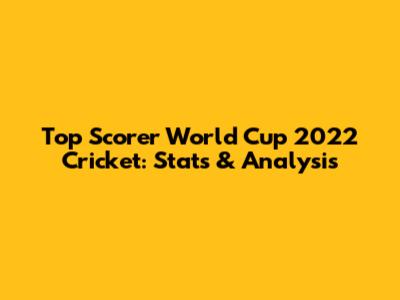 Top Scorer World Cup 2022 Cricket: Stats & Analysis