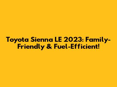 Toyota Sienna LE 2023: Family-Friendly & Fuel-Efficient!