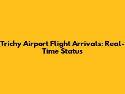 Trichy Airport Flight Arrivals: Real-Time Status