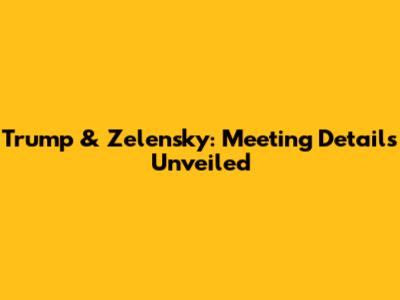 Trump & Zelensky: Meeting Details Unveiled