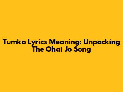 Tumko Lyrics Meaning: Unpacking The "Ohai Jo" Song