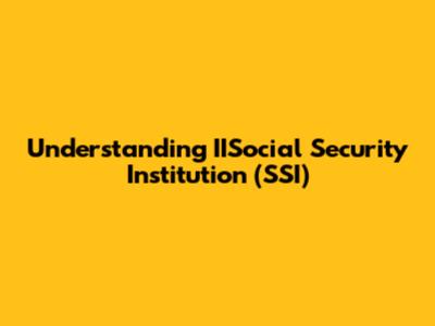 Understanding IISocial Security Institution (SSI)