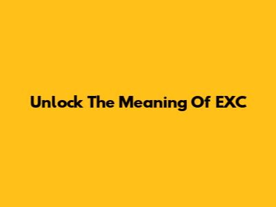 Unlock The Meaning Of EXC