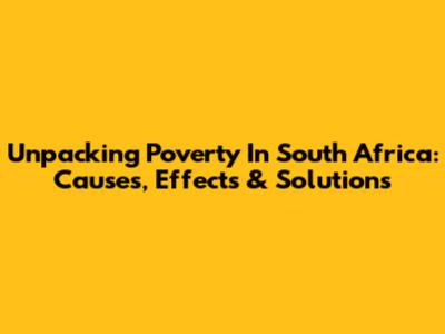 Unpacking Poverty In South Africa: Causes, Effects & Solutions