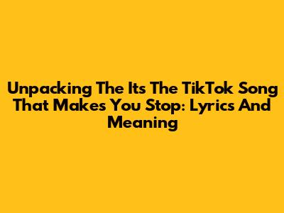 Unpacking The 'It's The TikTok Song That Makes You Stop': Lyrics And Meaning