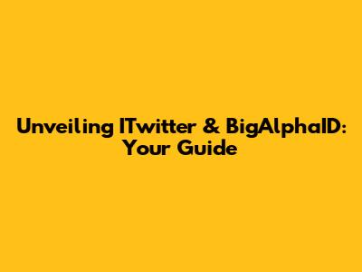 Unveiling ITwitter & BigAlphaID: Your Guide