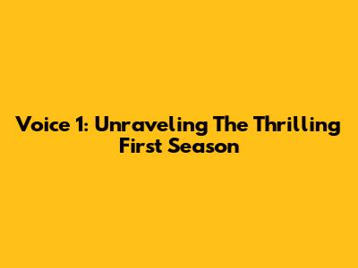 Voice 1: Unraveling The Thrilling First Season