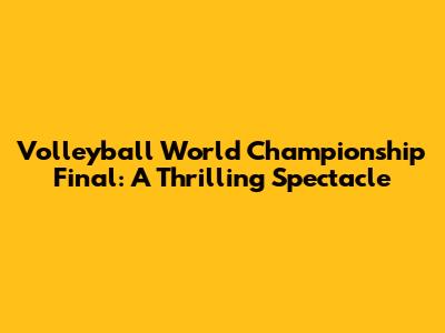 Volleyball World Championship Final: A Thrilling Spectacle