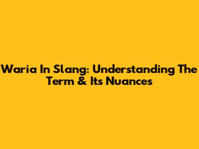 Waria In Slang: Understanding The Term & Its Nuances