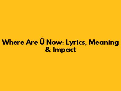 Where Are Ü Now: Lyrics, Meaning & Impact