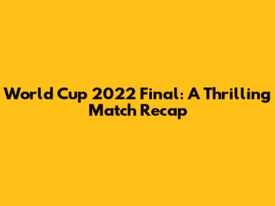 World Cup 2022 Final: A Thrilling Match Recap