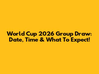 World Cup 2026 Group Draw: Date, Time & What To Expect!