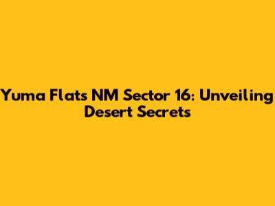 Yuma Flats NM Sector 16: Unveiling Desert Secrets