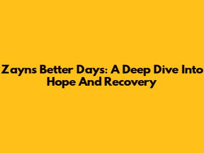 Zayn's Better Days: A Deep Dive Into Hope And Recovery