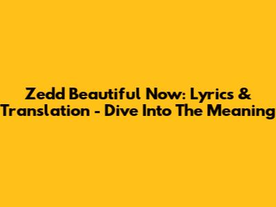 Zedd Beautiful Now: Lyrics & Translation - Dive Into The Meaning