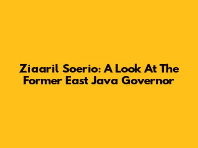 Zia'aril Soerio: A Look At The Former East Java Governor
