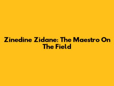 Zinedine Zidane: The Maestro On The Field