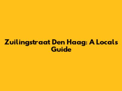 Zuilingstraat Den Haag: A Local's Guide